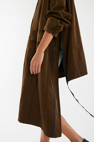 Asparagus Asymmetrical Pocket Coat