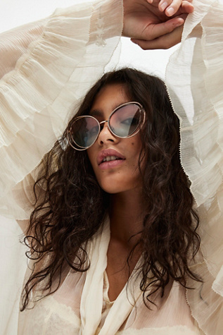Blossom Novelty Oversized Sunglasses by Free People in Gold