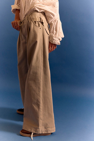 Женские брюки Free People Julien Wide-Leg Chino, цвет: Chinchilla — фото 3