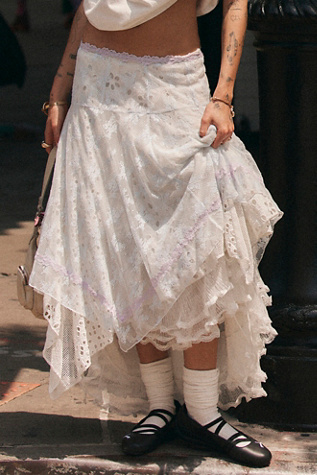 Show Stopper Midi Skirt by Free People in White, Size: L