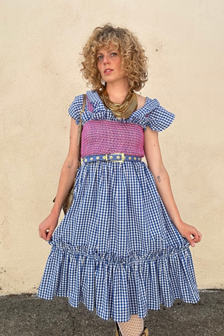 Lindsey Thornburg Blue Gingham Ruffle Dress Selected by The Curatorial  Dept. | Free People