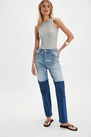 Rolla's Original Straight Reg Brent Splice Jeans at Free People in Dark Wash, Size: 27