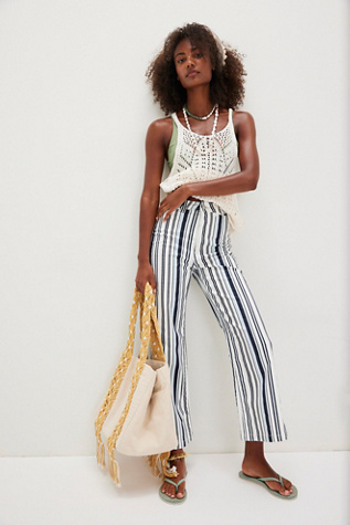 Rolla's Sailor Pant Paros Stripe Jeans at Free People in White, Size: 28