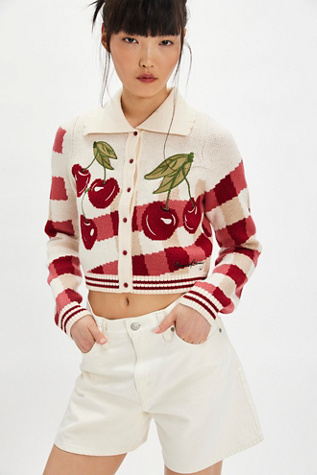 House of Sunny The Cherry Tripper Cardi at Free People in Red, Size: US 8