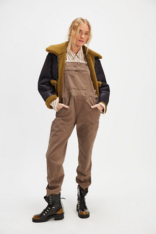 Dickies Double Front Bib Overalls At Free People In Mushroom, Size: Medium