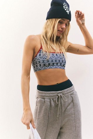 Alpine Jacquard Mini Halter Bra by FP Movement at Free People in Navy Combo, Size: M/L
