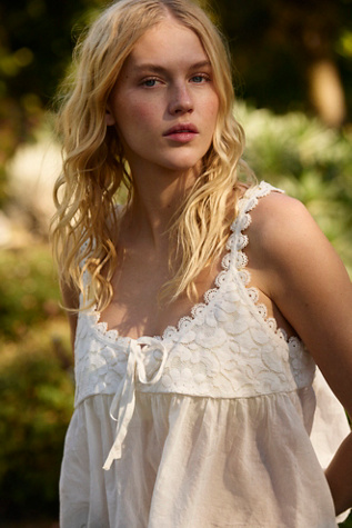 Stevie Lace Tank Top At Free People In Clean Ivory, Size: Small