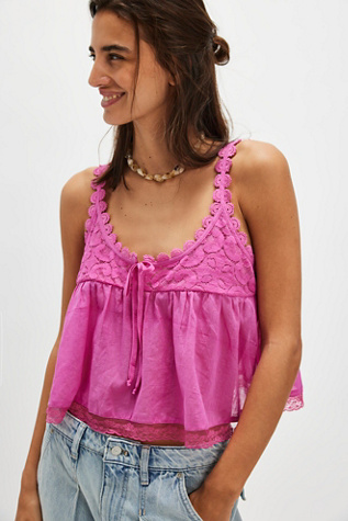 Stevie Lace Tank Top At Free People In Hibiscus Pink, Size: Small