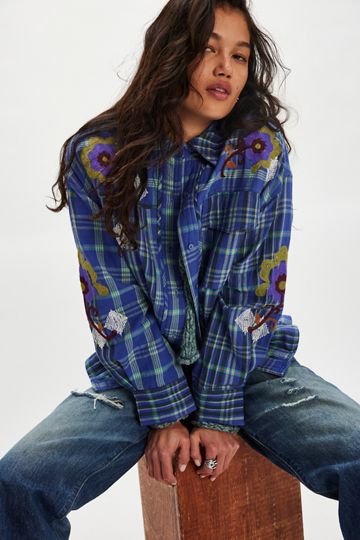 We The Free Embroidered Sashiko Shirt