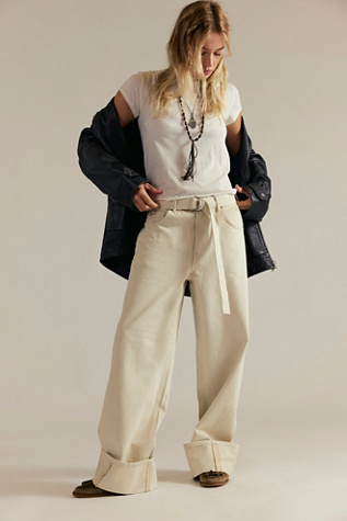 We The Free East Bay Cuffed Jeans at Free People in White, Size: 32