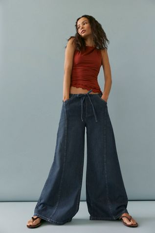 デニム・ジーパン Agolde Magda Wide-Leg Denim Jeans AGOLDE Women's Magda Denim Carpenter Jeans, Darkness, Blue