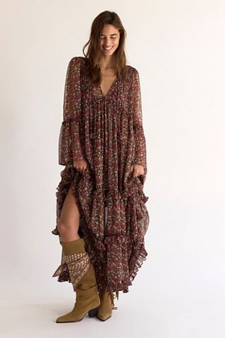 free people paisley maxi dress NWT Free People Mirage Long Sleeve Maxi Dress Peach Combo Pink Paisley Boho  sz 0