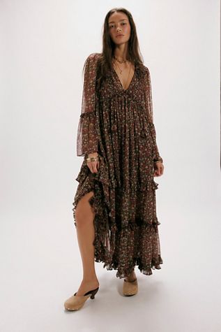 chinese dress ladies FREE PEOPLE Maxi BLUEBELL Patchwork Tiered Dress – Silver Accents main image 1