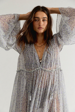 Женское платье Free People Weeping Willows Maxi, цвет: Синий комбинированный — фото 2