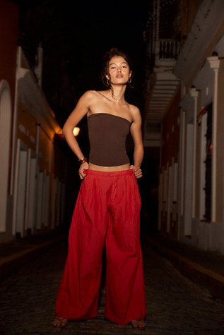 Paige Pleated Pull-On Trousers at Free People in Bella Rosa, Size: XL