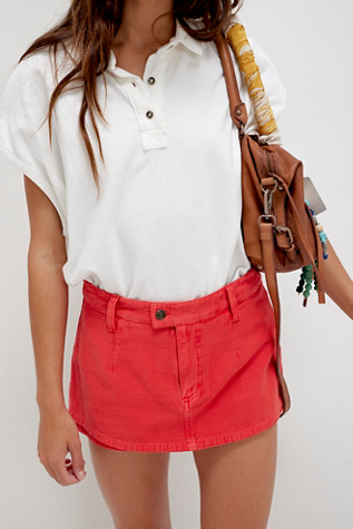 Gallivanting Washed Skort by We The Free at Free People in Red Clay, Size: US 4