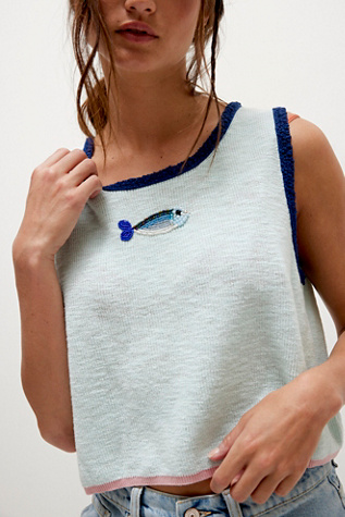 Shelly Sweater Tank by Free People in Blue, Size: L