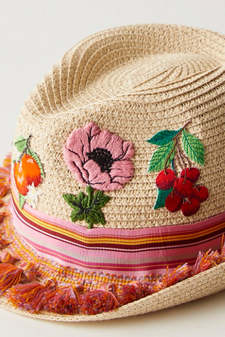 Женские головные уборы Anna Sui Embroidered Fedora, цвет: Коралловый разноцветный — фото 3