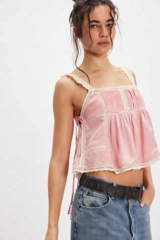 Milah Lace Tank Top At Free People In Powder Pink, Size: Small