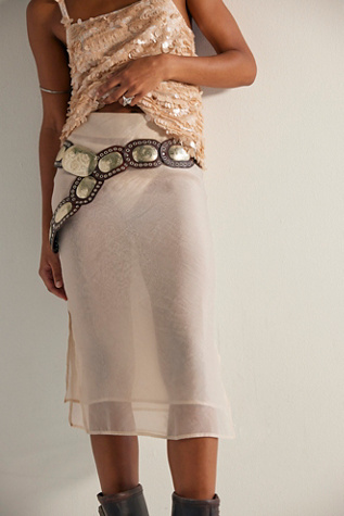 Sheer Luck Midi Skirt at Free People in Tan, Size: S