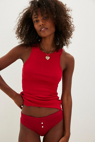 Frankies Bikinis Bluebell Cotton Rib Boyshort Undies at Free People in Red, Size: M