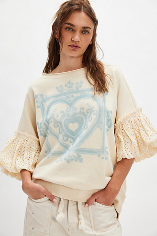 Doily Sweatshirt At Free People In Ivory, Size: Large