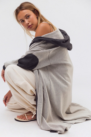 Tomorrows Sweatshirt Cardigan at Free People in Dark Heather Grey Combo, Size: XL