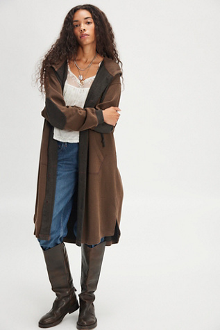 Tomorrows Sweatshirt Cardigan at Free People in Double Espresso Combo, Size: Large