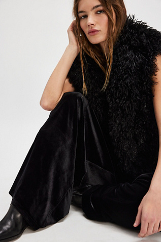 Norma Kamali Boyfriend Velour Elephant Pants at Free People in Black, Size: M