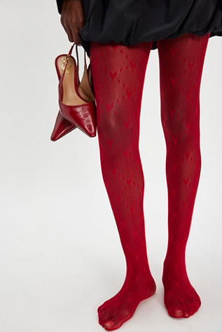 Love Struck Heart Tights At Free People In Red