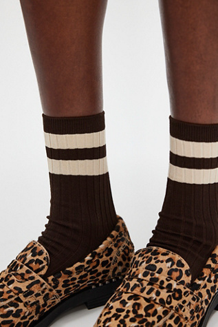 Le Bon Her Varisity Socks by Le Bon Shoppe at Free People in Brown