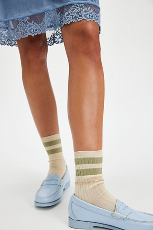 Le Bon Her Varisity Socks by Le Bon Shoppe at Free People in Green