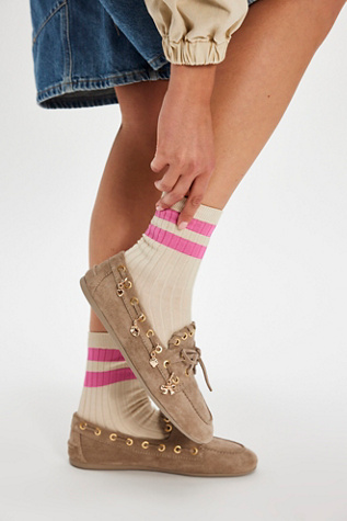 Le Bon Her Varisity Socks by Le Bon Shoppe at Free People in Pink