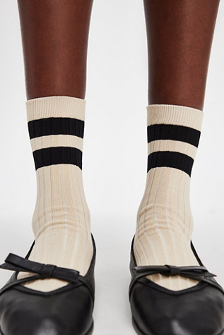 Le Bon Her Varisity Socks by Le Bon Shoppe at Free People in White