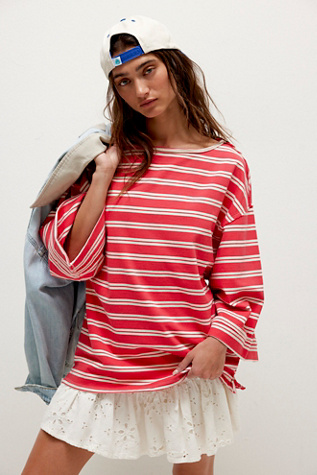 We The Free C'est La Vie Tee at Free People in Red Combo, Size: XS