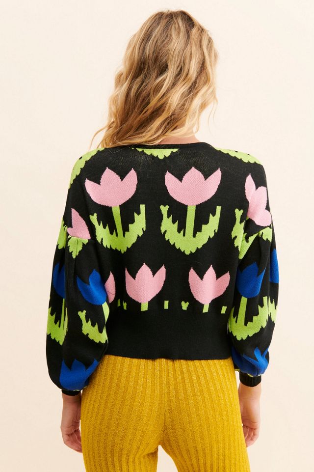 PASTICHE Floral Geometric Knit Sweater #1