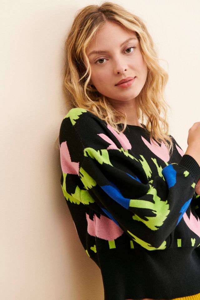 PASTICHE Floral Geometric Knit Sweater #2