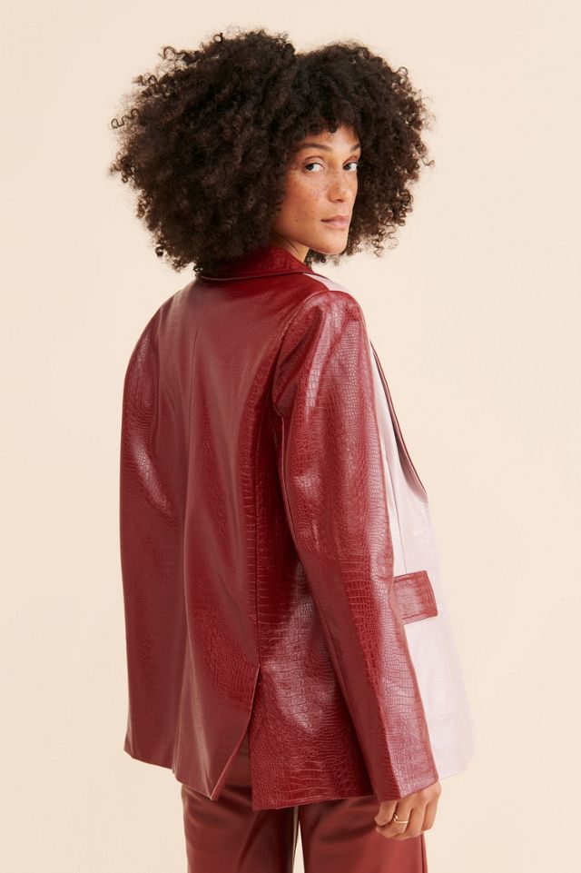 Jayley Collection Vegan Leather Effect Blazer #1