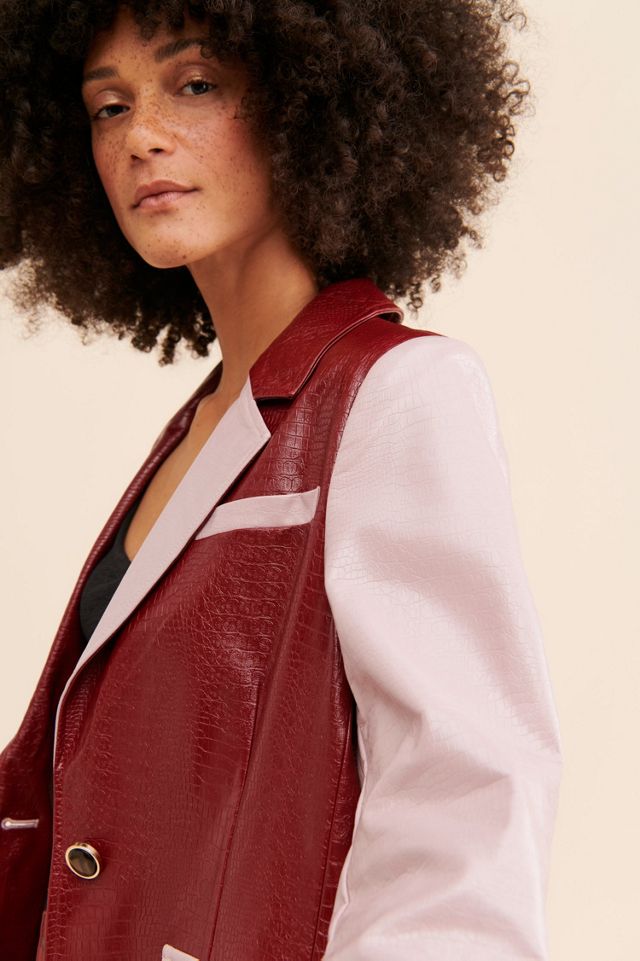 Jayley Collection Vegan Leather Effect Blazer #2