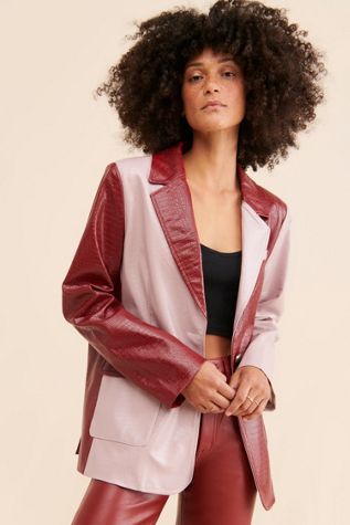 Jayley Collection Vegan Leather Effect Blazer