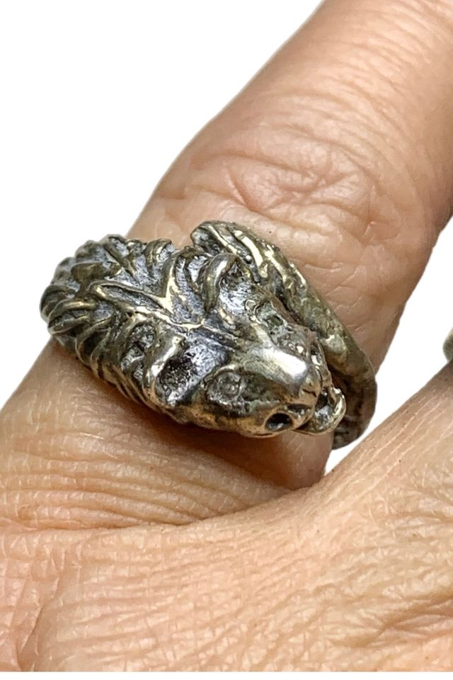 Vintage Sterling Silver Lion Bypass Ring with Gemstones Selected by Lux Revival #1