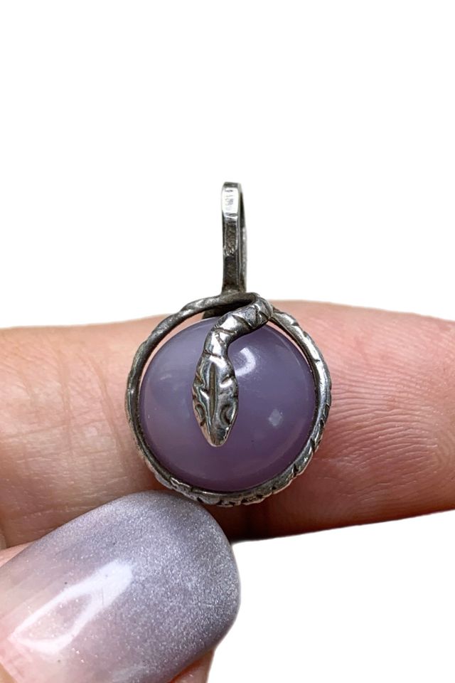 Vintage Sterling + Jade Snake Orb Pendant Selected by Lux Revival #1