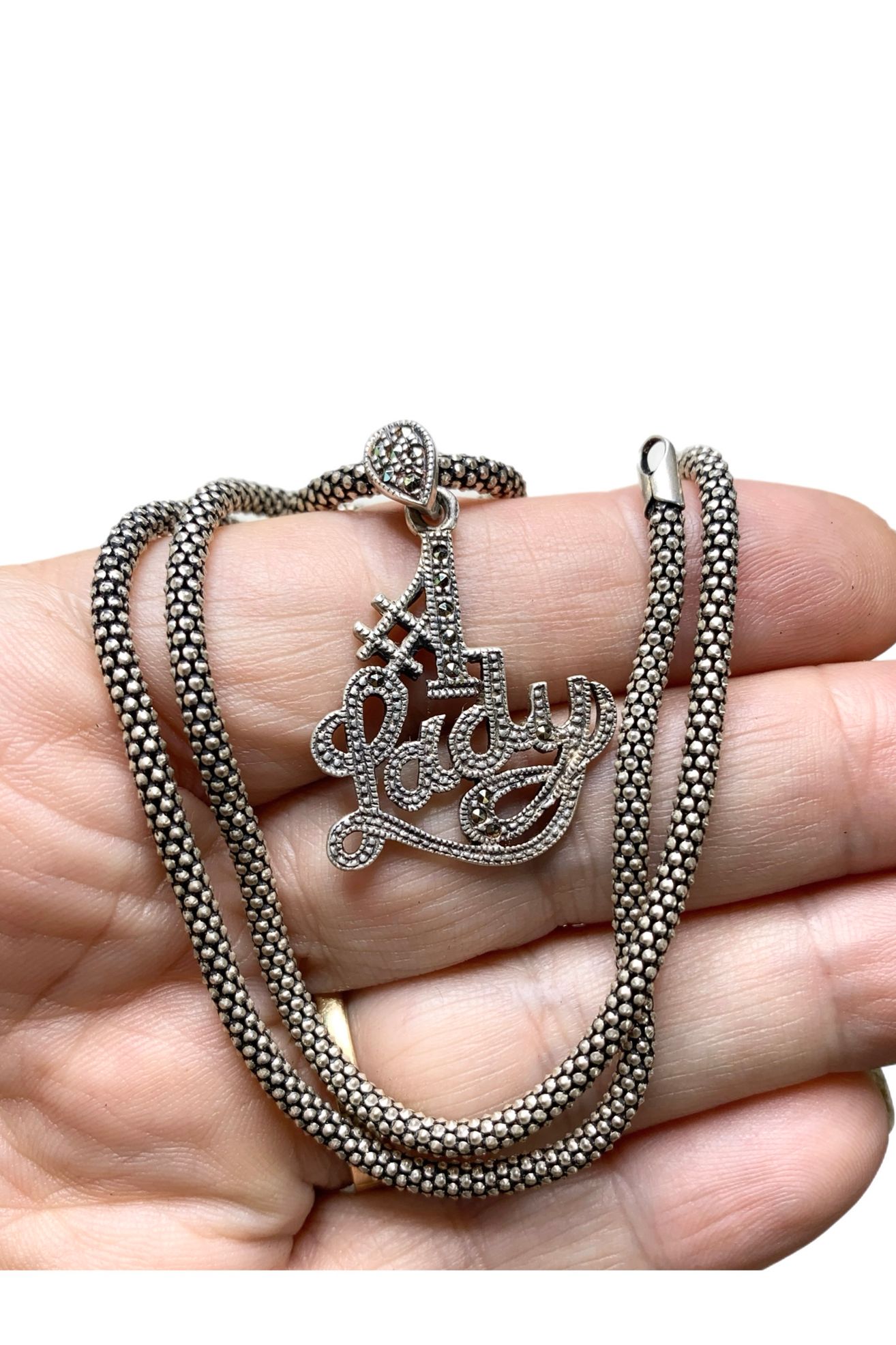 Vintage Sterling “#1 Lady” Pendant Necklace with Marcasites Selected by Lux Revival