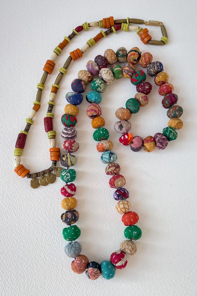 Antique Artisanal Cloth Beads and Glass Trade Beads Necklace Set Selected by MARMALADE #1