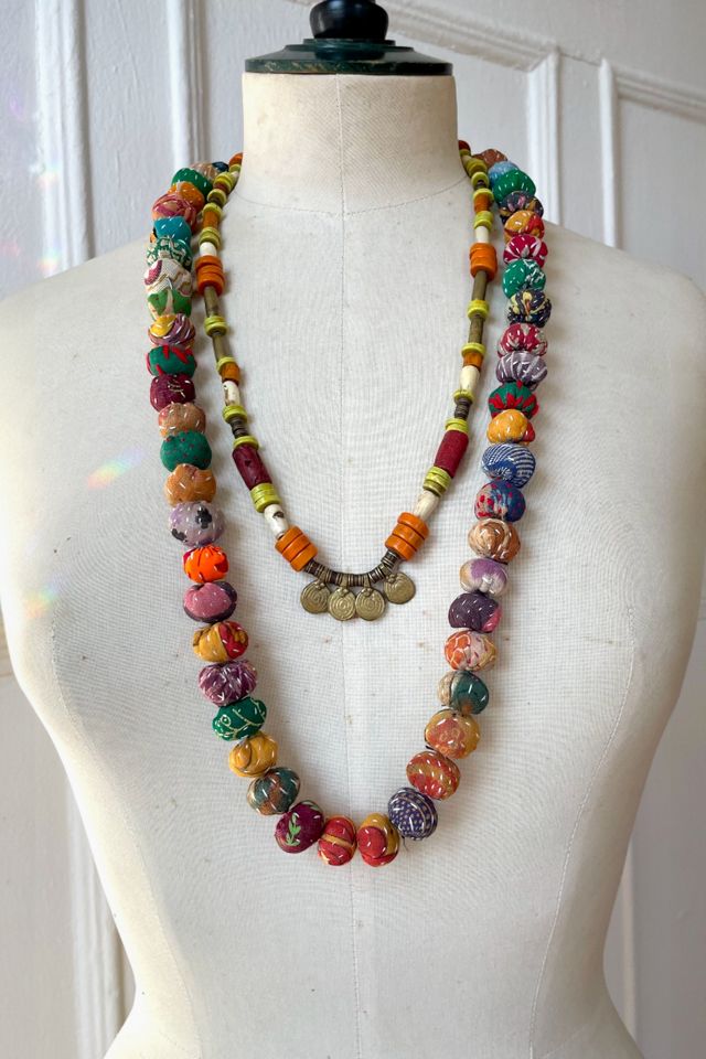 Antique Artisanal Cloth Beads and Glass Trade Beads Necklace Set Selected by MARMALADE #2