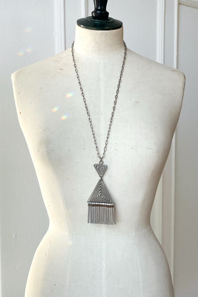Vintage Modernist Mid-Century Artisan Fringe Pendant Necklace Selected by MARMALADE #2