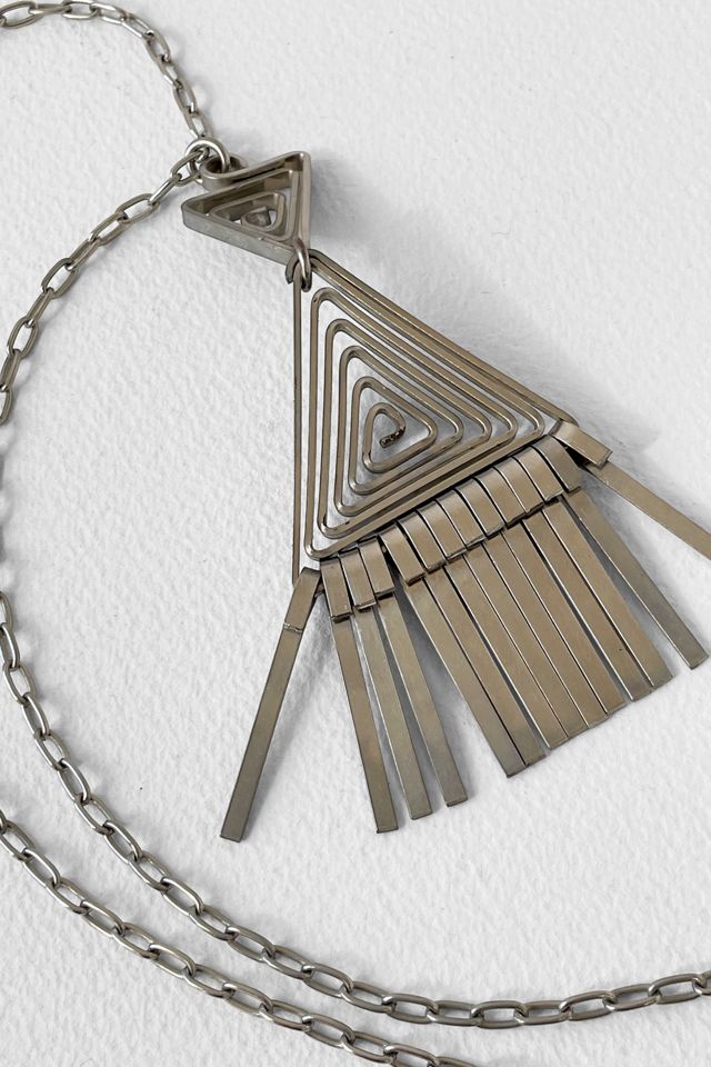 Vintage Modernist Mid-Century Artisan Fringe Pendant Necklace Selected by MARMALADE #3