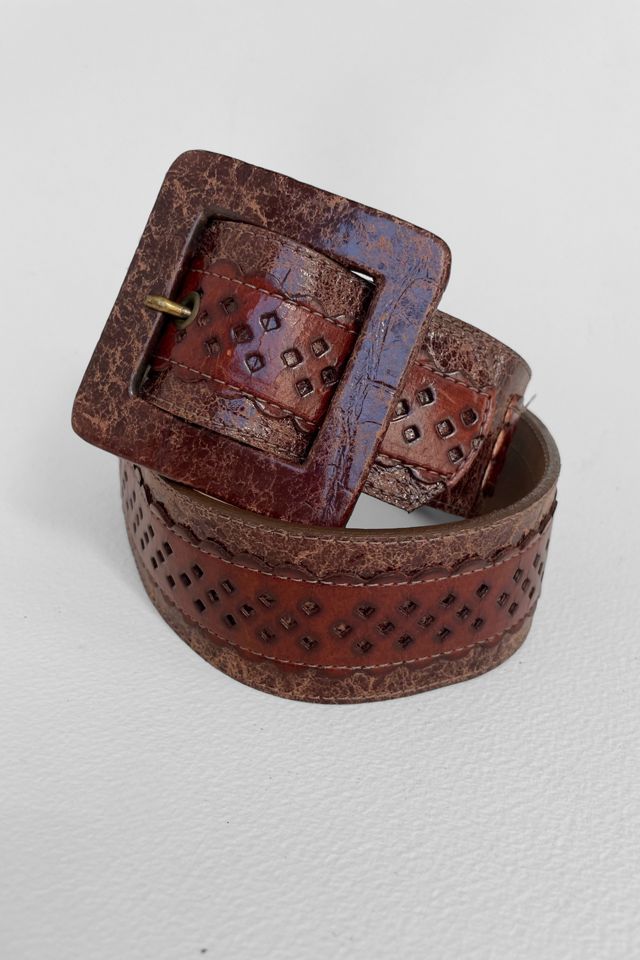 Vintage 70s Textured Leather Belt Selected by MARMALADE #2