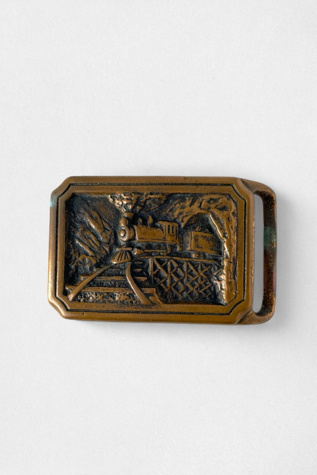 Vintage 70s Solid Brass Steam Locomotive Train Buckle Selected by MARMALADE