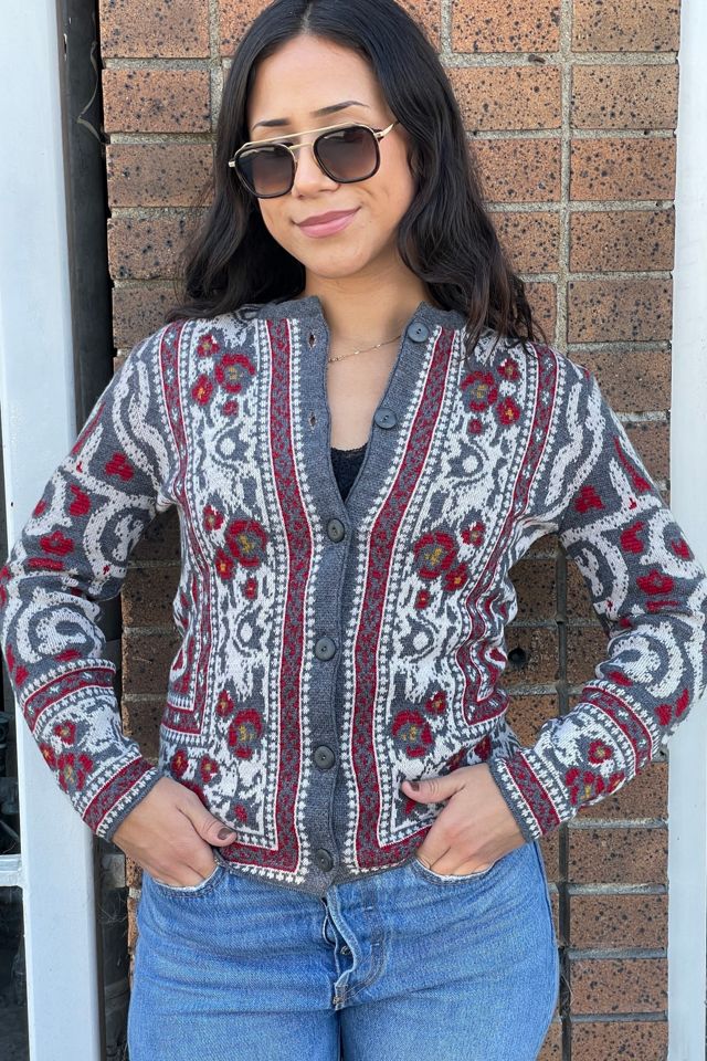 Vintage 1960's Catalina Jacquard Knit Sweater Cardigan selected by FernMercantile #1